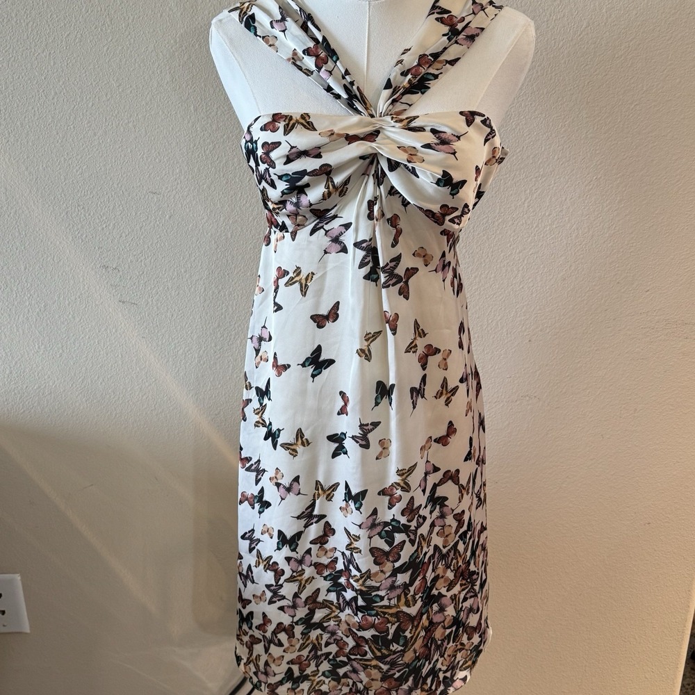 Ted Baker London Dantz Butterfly Print Halter Twist Front Short Dress Size 1